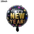 Black 18-inch round foil balloon with Happy New Year text and colorful polka dots - New Year Gold Letter Round Balloon