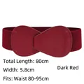 Dark red elastic wide belt with bow detail, total length 80cm and width 5.8cm - 80cm / Burgundy