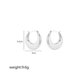 Detailed view of silver chunky hoop earrings with 3.2cm height and 3.0cm width specs - Oval Flat Crescent-Silver