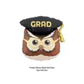 Brown owl graduation foil balloon with black mortarboard and gold GRAD text, size 64x73cm - Graduation Owl Head Balloon