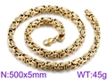 Men's 5mm gold Byzantine chain necklace in 500mm length made of titanium steel - 18cm / 5MM Gold
