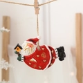 Festive resin Santa Claus ornament with red suit and yellow birdhouse hanging decoration - Santa with Birdhouse