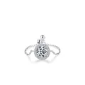 Elegant S925 sterling silver chain ring featuring a round halo-set sparkling tanzanite stone - Adjustable Open / White Zirconia