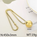 Collar de cadena de serpiente dorada con un colgante de esfera pulida de 25 mm - 450mm*3mm-25mm Bola-Oro(KN250857-Z)