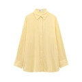 Classic bright yellow long-sleeved shirt for women with a minimalist collared button-down design - Wheat