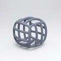 Gray silicone baby teether ball with maze design for soothing and chewing - Blue