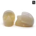 Polished 1-inch natural agate skull carving in translucent light beige for Halloween decor - Grey Agate