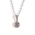 Silver mini bubble ring pendant with stylish stainless steel paperclip chain necklace - Silver-O