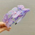 Girls' purple headband featuring embroidered butterfly lace and shimmering sequins - Purple Headband