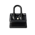 Minimalistische schwarze Hochglanz Jelly-Handtasche mit goldener Schnalle und Griff - Schwarz
