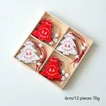 Set de 12 adornos de madera para árbol de Navidad en rojo y blanco con caja de madera - Estilo Árbol de Navidad Calado (2)