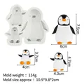 Pinguïn siliconen mal voor chocolade en fondant wit formaat 10,5x9,8x2cm - 3#B586 Pinguïn Set / Grijs