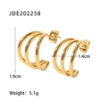 Three-band geometric 18K gold plated titanium steel hoop earrings with size dimensions - Gold Triple Layer Ring Style (JDE202258)