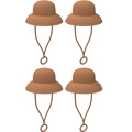 Set of four brown silicone straw covers with adjustable chin straps for 6-10mm straws - Set of 4 / Hepburn Hat Brown