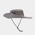 Detail of outdoor sun hat with breathable side mesh and adjustable chin strap - One Size / Smoke