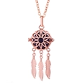 Collier diffuseur attrape-rêves en or rose avec boule foncée et pendentifs plumes - Attrape-rêves Or Rose (11)