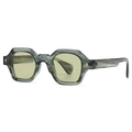 Retro narrow grey frame sunglasses with yellow lenses and classic silver rivets - Light Green Frame Green Lens