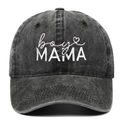 Gewaschene anthrazitgraue Baumwoll-Baseballkappe mit weißem Boy-MAMA-Stickerei - Verstellbar / Schwarz