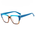 Stylische TR90 Blaulichtfilter Brille in leuchtendem Blau und Schildpatt Farbkombination - Leopard Blau