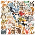 Variety pack of watercolor cartoon animal stickers featuring tigers, pandas, and lions - Illustration Animals 1 (WES282) / 50 Sheets