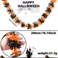 2M Halloween tinsel garland in orange and black with 9cm width for party decor - Black Orange Wide Striped Garland