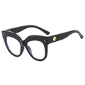 Occhiali anti-luce blu in TR90 nero con montatura cat-eye oversize e dettagli con rivetti - Montatura nero lucido