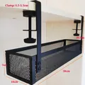Detail of adjustable metal mesh tray showing 38cm length and clamp range of 0.5-5.3cm - Square Basket (38*10*7cm) / Black