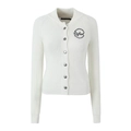 Gilet en maille côtelée blanche avec boutons et logo brodé noir sur la poitrine - S / Blanc