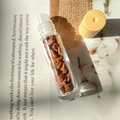 Essential oil glass roller bottle with brown goldstone and a natural wooden cap - Gold Sandstone