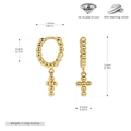 Dettaglio orecchini a croce in argento 925 con dimensioni e peso di circa 1,55g - Argento 925 / Argento 925 placcato oro giallo