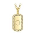 Gold plated rectangular pendant necklace featuring letter O with pavé crystal border - Gold Letter O