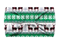Elastic wide Christmas headband with reindeer and snowflake print for sports yoga - L16-Green Blue Geo Reindeer