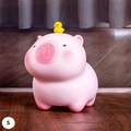 Tirelire Capybara rose taille S avec petit canard jaune, en vinyle résistant - Rose Debout Petit Style B Canard