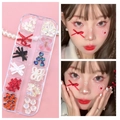 Kit de mariposas y lazos para maquillaje creativo y decoración de uñas artísticas - Set de Gemas de Lazo de Tela Roja Negra Blanca (T-396)