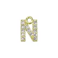 Micro-paved gold letter N pendant accessory featuring sparkling cubic zirconia stones - Letter N / Gold