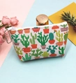 Detail of a trapezoid cactus print coin purse with silver chain on colorful background - Cactus-2