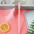 Pink gel pen with evil eye pendant and fluffy feather charm for office and school - Peacock Feather - Pink