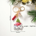 Portachiavi vintage Buon Natale con camion rosso, albero di pino, nappa e anello d'oro - Furgoncino Rosso e Albero di Natale