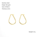 Pendientes de aro de gota en acero inoxidable chapado en oro de 18 quilates para mujer 32x48mm - Dorado 30*45mm