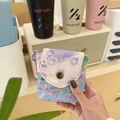 Mini floral storage pouch with purple tulip pattern and convenient plastic hook clip - Blue Tulip Floral Sea (44113)