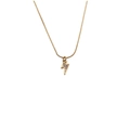 Elegante collana con ciondolo a fulmine dorato e zirconi su una sottile catena snake - 0581YS + 50CM Catena a Serpente