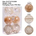 Set di 6 palline di Natale con fibre naturali e corda di canapa in scatola trasparente - Corda di Canapa Tipo A 6cm 6Pz