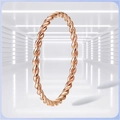 Detail of rose gold titanium steel twisted rope ring with delicate woven texture design - US 5 / Rose Gold