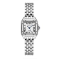 Orologio da donna quadrato argento con numeri romani e lancette blu su bianco - Cinturino in Argento