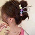 Pince à cheveux avec perles arc-en-ciel pour femmes avec une coiffure chignon chic - 10# Pince à cheveux-Blanc-Petit rond
