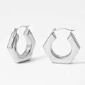 Elegantes pendientes hexagonales huecos de acero inoxidable plateado pulido mujer - Plata (PDE2238)