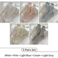 5-pack sweet Lolita cotton socks in white, pink, blue, cream and grey with lace trim - White + Pink + Light Blue + Cream + Light Grey