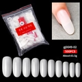 Set of 500 natural cream white full cover coffin nail tips in bulk PE packaging - Natural Color Round Shape (gj0449-02)