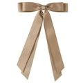 Elegant champagne satin bow hair clip with long ribbons and smooth silk finish - 2.5cm Duckbill Clip-Z244 / Khaki