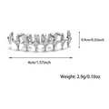 Detailed dimensions of silver hip hop grillz with cubic zirconia and exact product size - Silver (Bottom Teeth)